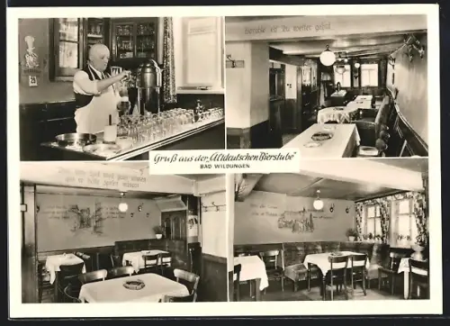 AK Bad Wildungen, Restaurant Altdt. Bierstube, Innenansichten, Ausschank, Gastraum