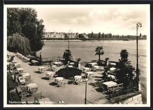 AK Konstanz a. B., Seeterrasse Insel-Hotel