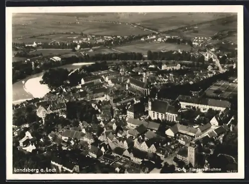 AK Landsberg a. Lech, Fliegeraufnahme der Stadt