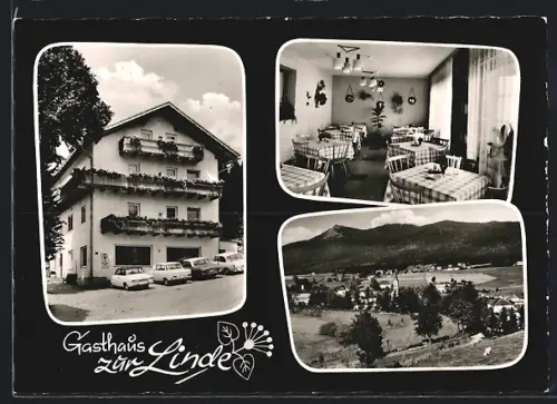 AK Lohberg /Bayer. Wald, Gasthaus zur Linde, Gastraum, Landschaft