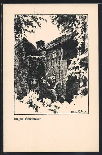 Künstler-AK Frankfurt a. d. Oder, An der Stadtmauer