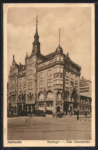 AK Karlsruhe, Moninger, Ecke Kaiserstrasse