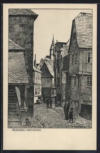 Künstler-AK Otto Ubbelohde: Büdingen / Oberhessen, Kirchgasse