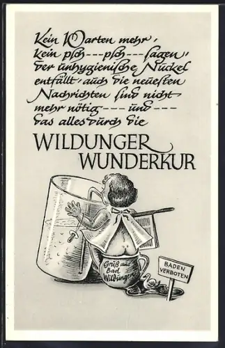 AK Bad Wildungen, Wildunger Wunderkur, Karikatur