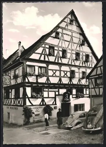 AK Meersburg /Bodensee, Restaurant Brandners 3 Stuben, Fachwerkhaus