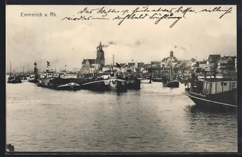 AK Emmerich a. Rh., Schiffe auf dem Wasser