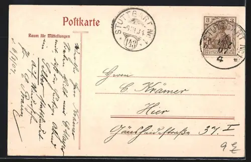 AK Stuttgart, Kaiser Wilhelms-Denkmal