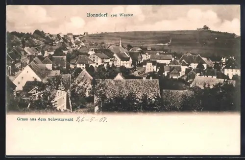 AK Bonndorf / Schwarzwald, Ortsansicht von Westen