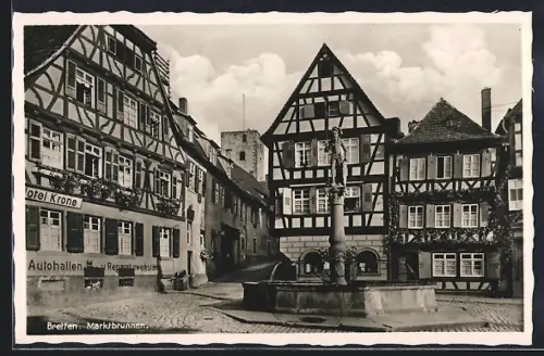 AK Bretten, Hotel Krone, Markbrunnen