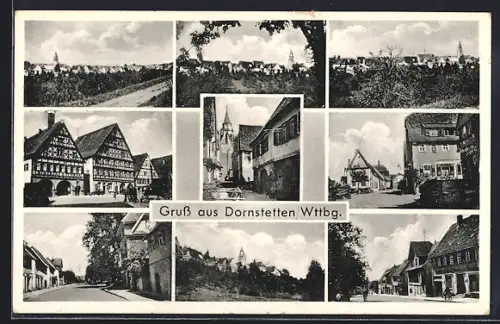 AK Dornstetten /Wttbg., Fachwerkhäuser, Kirche