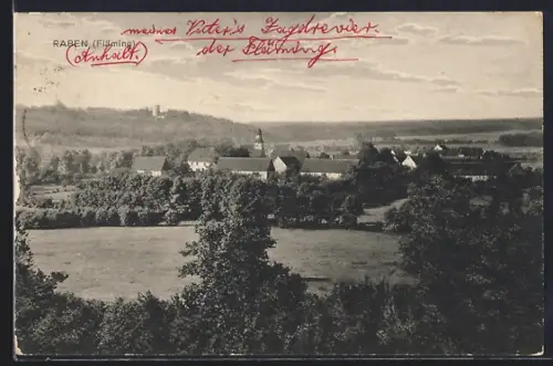 AK Raben /Fläming, Ortsansicht mit Kirche