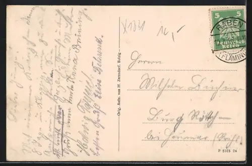 AK Raben /Fläming, Ortsansicht mit Kirche