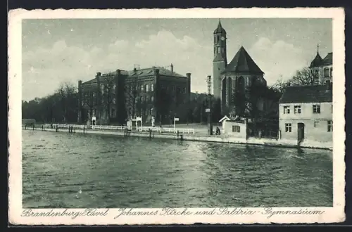 AK Brandenburg /Havel, Johanneskirche, Saldria-Gymnasium