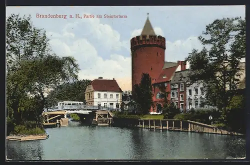 AK Brandenburg a. H., Partie am Steintorturm