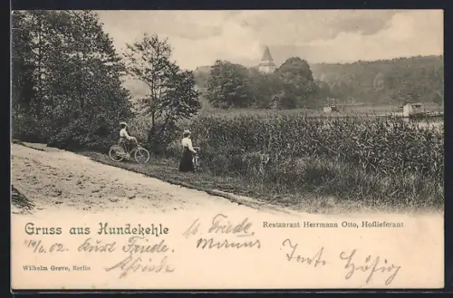 AK Berlin-Grunewald, Hundekehle, Blick zum Restaurant Herrmann Otto