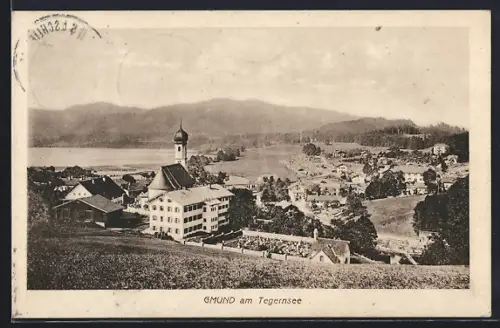 AK Gmund am Tegernsee, Ortsansicht mit Kirche