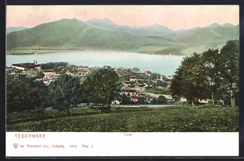 AK Tegernsee, Ortsansicht gegen die Berge