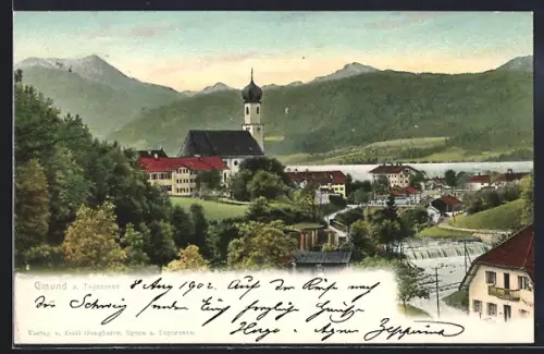 AK Gmund a. Tegernsee, Ortsansicht am See
