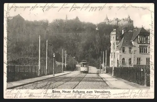 AK Bonn, Strassenbahn am Neuen Aufgang zum Venusberg