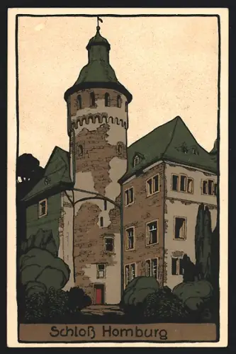 Steindruck-AK Nümbrecht, Schloss Homburg