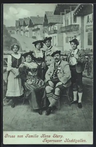 AK Tegernsee, Hans Starp mit Frau und Kindern