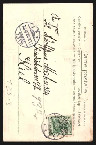 Passepartout-Lithographie Duisburg, Ruine auf dem Kaiserberg