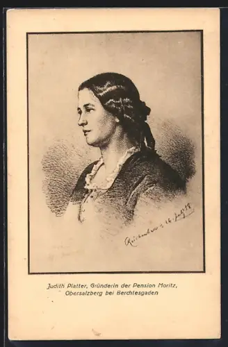 AK Obersalzberg, Porträt der Judith Platter, Gründerin der Pension Moritz