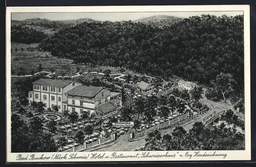 Künstler-AK Bad Buckow, Hotel und Restaurant Schweizerhaus, Bes. Gustav Luchtenberg