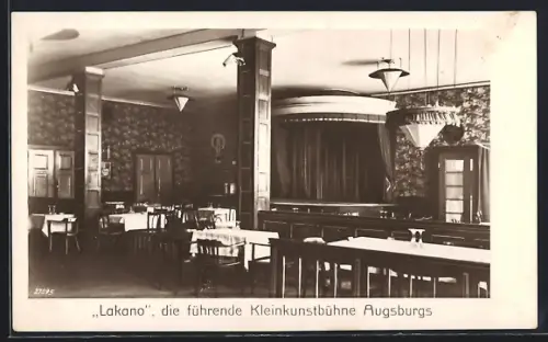 AK Augsburg, Innenansicht der Kleinkunstbühne Lakano