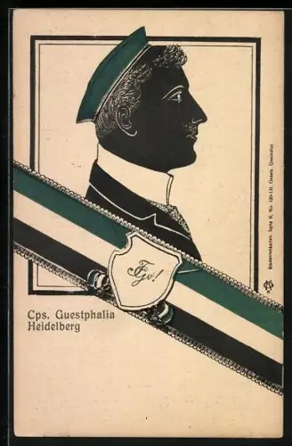 AK Heidelberg / Neckar, Cps. Guestphalia, Student im Profil