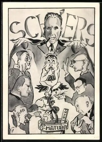Künstler-AK Schiers, G. Matura 1942, Absolvia
