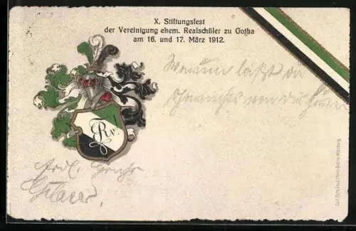 AK Gotha, X. Stiftungsfest der Vereinigung ehem. Realschüler 1912, Studentenwappen
