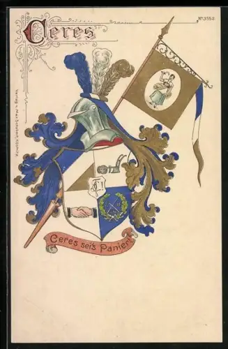 Lithographie Studentenwappen Ceres, Ceres sei`s Panier