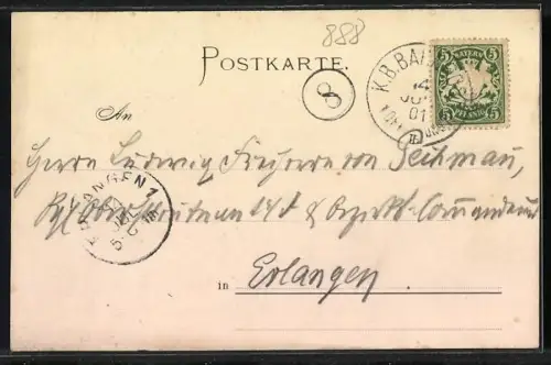 Lithographie Absolvia Dillingen 1901, Studentenwappen mit Blätterkranz