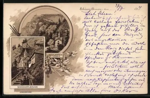 Vorläufer-Lithographie Breitenau, 1894, Schüsserlbrunn und Hochlantsch