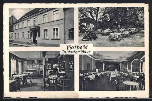 AK Calbe a. S., Gasthof Deutsches Haus mit Garten