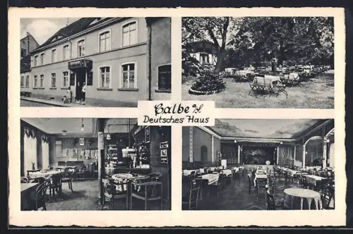 AK Calbe a. S., Gasthof Deutsches Haus mit Garten