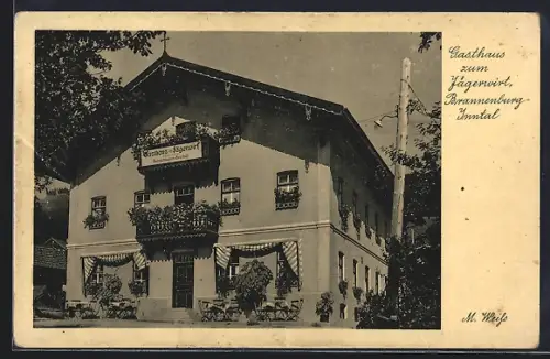 AK Brannenburg / Inn, Gasthaus zum Jägerwirt, Bes. M. Grad