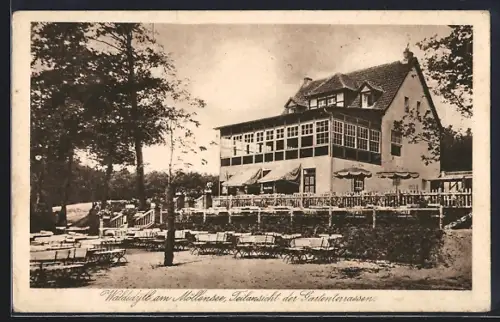 AK Möllensee /Erkner, Restaurant und Café, Inh. Gottlieb Zeugner, Teilansicht der Gartenterrasse