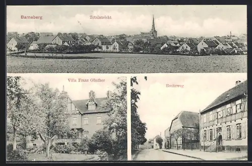 AK Barneberg, Villa Franz Günther, Breiteweg und Totalansicht