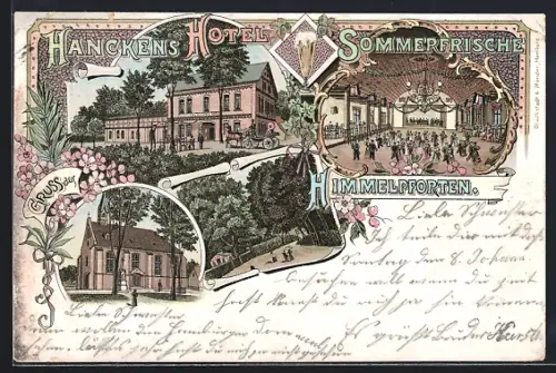 Lithographie Himmelpforten / Stade, Hanckens Hotel Sommerfrische mit Ballsaal