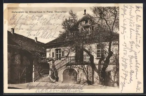 AK Forst /Rheinpfalz, Hofansicht im Restaurant Winzerhaus