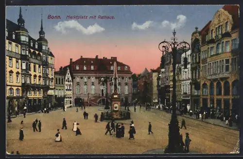 AK Bonn, Marktplatz mit Rathaus