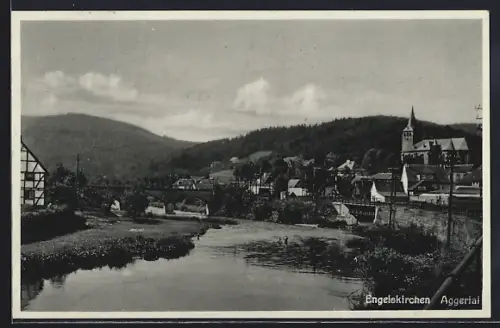 AK Engelskirchen /Aggertal, Flusspartie mit Ortschaft