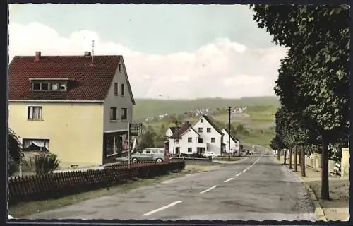 AK Unnau /Westerwald, Partie an der Hachenburger Strasse
