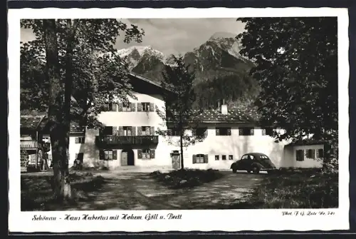 AK Schönau / Berchtesgaden, Haus Hubertus mit Hohem Göll & Brett