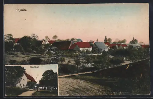 AK Heynitz, Gasthof Heynitz und Ortsansicht
