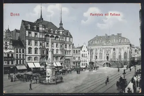 AK Bonn, Marktplatz mit Rathaus
