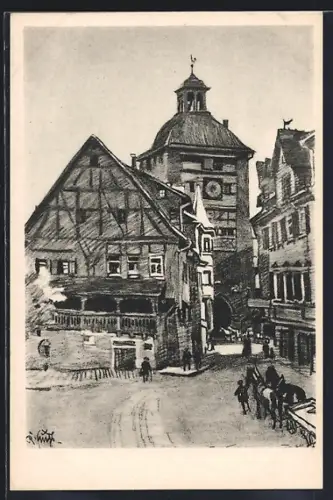 Künstler-AK Esslingen / Neckar, Wolfstor