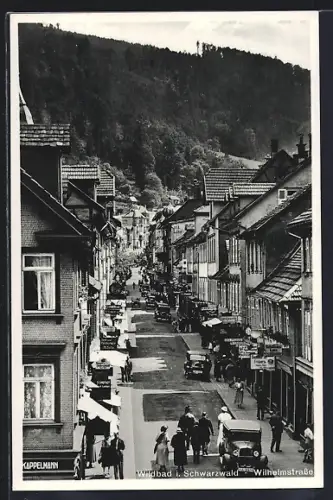 AK Wildbad i. Schwarzwald, Wilhelmstrasse aus der Vogelschau